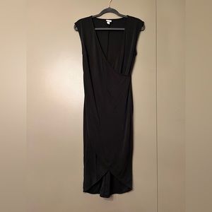 Faux high-low wrap dress